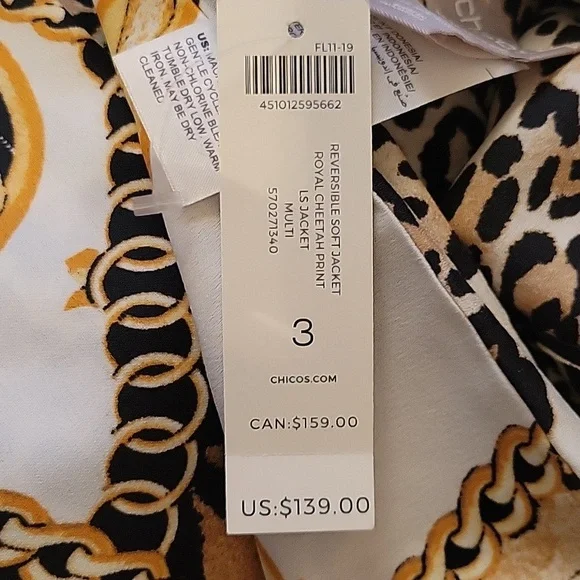 Chicos NWT reversible 3/4 length sleeve jacket sz 3 - Picture 6 of 6